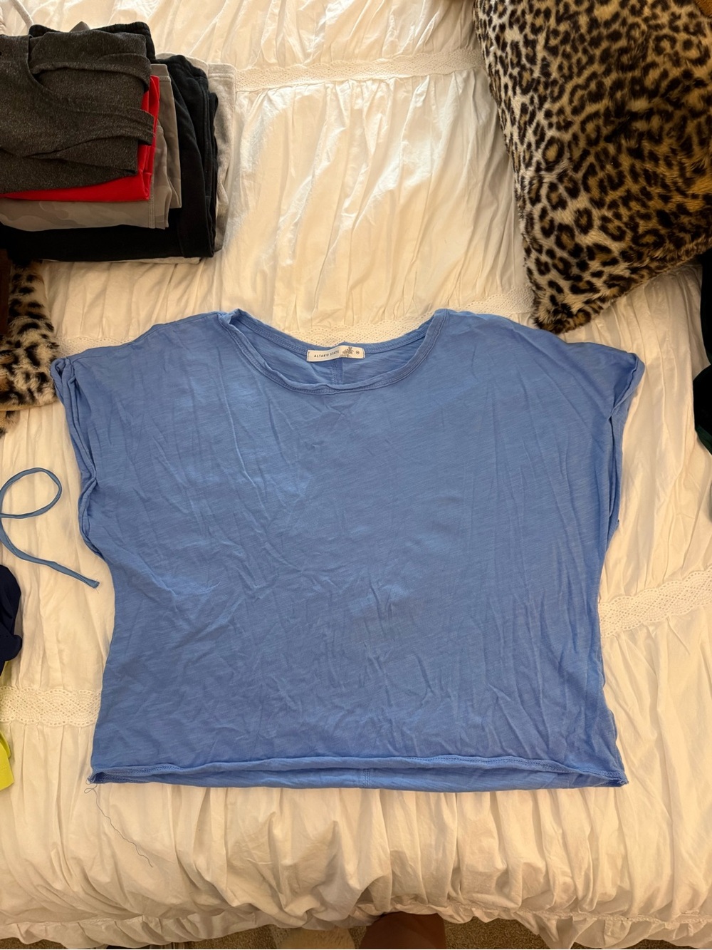 Altar'd State Pale Blue Boxy Short Sleeve Tee